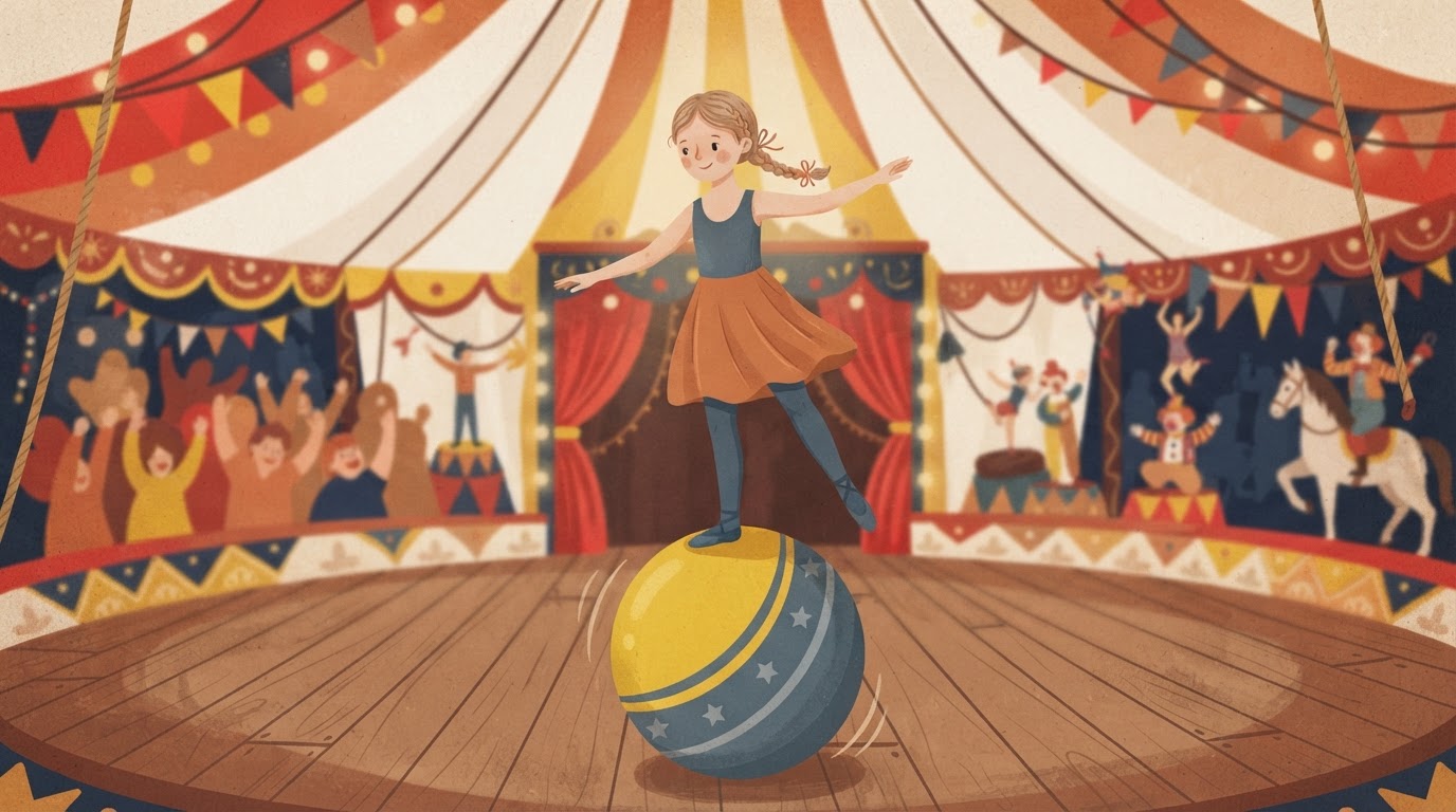girl balancing on ball